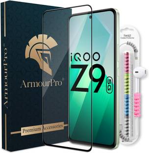 ArmourPro Edge To Edge Tempered Glass for IQOO Z9 5G, IQOO Z9, OG Tempered Glass with Cable Protector