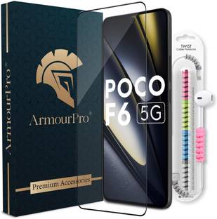 ArmourPro Edge To Edge Tempered Glass for Poco F6 5G, Poco F6, POCO F6 5G, Poco F6Pro 5G, Poco F6 Pro, POCO F6 Pro 5G, OG Tempered Glass with Cable Protector