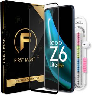 FIRST MART Edge To Edge Tempered Glass for iQOO Z6 Lite 5G, iQOO Z6 5G, iQOO Z3 5G, iQOO Z6 Lite, OG Tempered Glass with Cable Protector