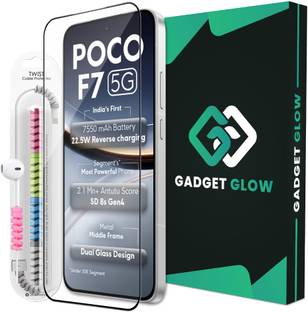 Gadget Glow Edge To Edge Tempered Glass for Poco F7 5G, Poco F7, OG Tempered Glass with Cable Protector