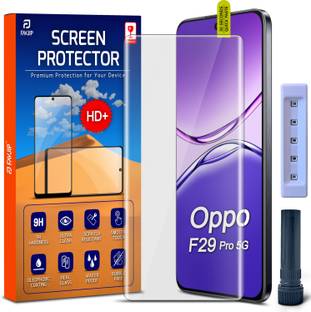 FAVJIP Edge To Edge Tempered Glass for Oppo F29 Pro 5G, Quad 3D Curved UV Liquid Glue Screen Guard Protector with Easy Installation Kit