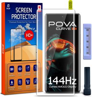 FAVJIP Edge To Edge Tempered Glass for Tecno Pova 5G, Tecno Pova Curve, Tecno Pova Curve 5G, Pova Curve 5G, 3D Curved UV Liquide Glue Glass with Easy Installation Kit