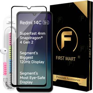 FIRST MART Edge To Edge Tempered Glass for Redmi 14C 5G, Redmi 14C, Redmi 14C / Redmi A4 / Poco C75, OG Tempered Glass with Cable Protector