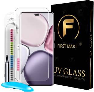 FIRST MART Edge To Edge Tempered Glass for Honor X9C 5G, Honor X9C, Advanced HD+ UV Guard, UV Glue Tempered Glass with Cable Protector