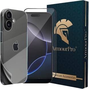 ArmourPro Edge To Edge Tempered Glass for Apple iPhone 16, iPhone 16, Temperd Glass with Back Screen Guard