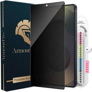 ArmourPro Edge To Edge Tempered Glass for Samsung Galaxy S25 Ultra 5G, Samsung Galaxy S25 Ultra, Samsung S25 Ultra 5G, Samsung S25 Ultra, Privacy Anti Spy Protection Glass with Cable Protector