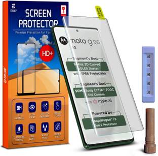 FAVJIP Edge To Edge Tempered Glass for Motorola G96 5G, Motorola G96, Moto G96 5G, Moto G96, G96 5G, 3D Curved UV Liquide Glue Screen Guard Protector with Easy Installation Kit