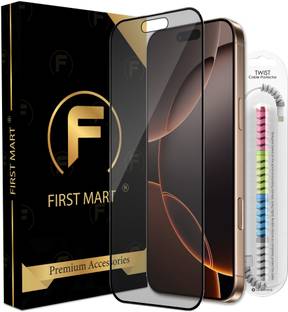 FIRST MART Edge To Edge Tempered Glass for iPhone 16 Pro Max, Apple iPhone 16 Pro Max, 16 Pro Max, Matte OG Tempered Glass with Cable Protector