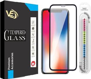 VILLA Edge To Edge Tempered Glass for Apple iPhone X, OG Tempered Glass with Cable Protector