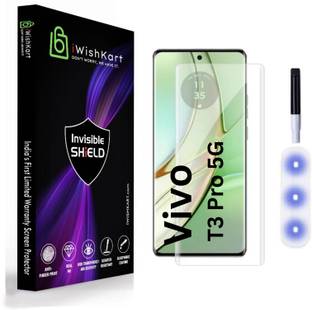 iWishKart Edge To Edge Tempered Glass for vivo T3 Pro 5G, vivo T3Pro, UV Premium Military grade Edge to Edge Premium gorilla temper / tg black glass screenguard with UV Kit ( UV light, Glue, Wet & Dry Wipes ) [With Warranty] mobile ka gilas cover