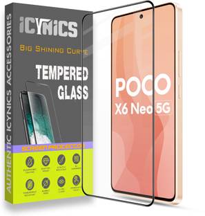 ICYNICS Edge To Edge Tempered Glass for Poco X6 Neo 5G, Anti-Fingerprint, Waterproof, Oil-resistant, Bubble-Free, Anti-Static with Full Screen Coverage & Easy Installation