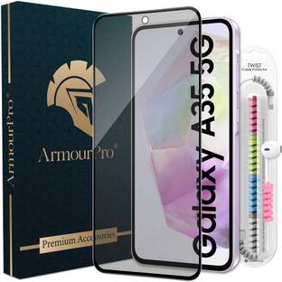 ArmourPro Edge To Edge Tempered Glass for Samsung Galaxy A35 5G, Samsung A35 5G, Samsung Galaxy A55 5G, Samsung M35 5G, Matte OG Tempered Glass with Cable Protector