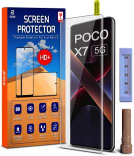 FAVJIP Edge To Edge Tempered Glass for Poco X7 5G, Poco X7, 3D Curved UV Liquide Glue Screen Guard Protector with Easy Installation Kit
