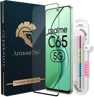 ArmourPro Edge To Edge Tempered Glass for Realme C65 5G, Realme C65, C65 5G, OG Tempered Glass with Cable Protector
