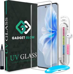 Gadget Glow Edge To Edge Tempered Glass for Vivo V30 5G, V30 5G, Vivo V30, Vivo V30 Pro 5G, V30 Pro 5G, Vivo V30 Pro, UV Light Tempered Glass with Cable Protector