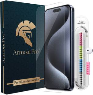 ArmourPro Edge To Edge Tempered Glass for iPhone 15 Pro Max, Apple iPhone 15 Pro Max, OG Tempered Glass with Cable Protector