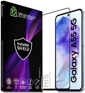 iWishKart Edge To Edge Tempered Glass for SAMSUNG Galaxy A55 5G, SAMSUNG Galaxy A55, SAMSUNG A55 5G, SAM A 55, Sam A55, Premium Military grade Edge to Edge Premium gorilla temper / tg black glass screenguard with Self Installation Guide - Wet & Dry wipes, Dust Absorber [With Warranty] mobile ka gilas cover