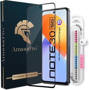 ArmourPro Edge To Edge Tempered Glass for Infinix Note 30 5G, Infinix Note 30 5G, Redme 12 5G, Tempered Glass with Cable Protector