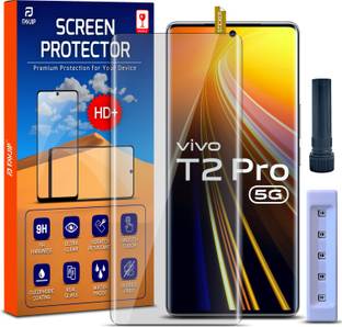 FAVJIP Edge To Edge Tempered Glass for Vivo T2 Pro, 3D Curved UV Liquide Glue Glass Screen Guard with Easy Installation Kit