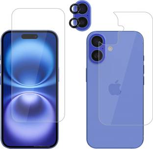 Vatsin Front and Back Tempered Glass for Apple iPhone 16 Plus, Apple iPhone 16 Plus [With Rear Camera Lens Guard]