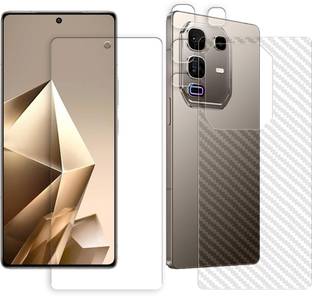 SOMTONE Front and Back Tempered Glass for Infinix Note 50 Pro Plus 5G Tempered Glass Screen Protector | Anti-Scratch | Edge to Edge Full Coverage | 9H Hardness (1 FRONT SCREEN GUARD + 1 BACK CARBON FIBER SKIN + 1 CAMERA LENS PROTECTOR)