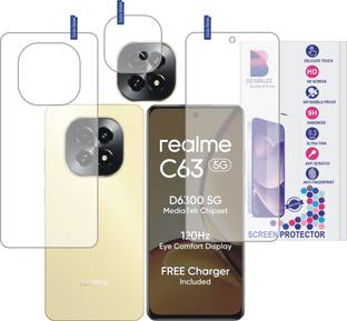 DESIBUZZ Front and Back Tempered Glass for realme C63 5G, (Flexible), realme C63 5G camera lens