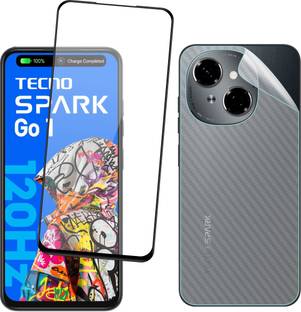 Ten To 11 Front and Back Tempered Glass for Tecno Spark Go 1, Tecno Spark Go 1 [Back Carbon Fiber]