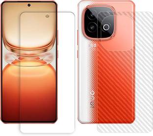 SOMTONE Front and Back Tempered Glass for iQOO Neo 10 5G Tempered Glass Screen Protector | Anti-Scratch | Edge to Edge Full Coverage | 9H Hardness (1 FRONT TEMPERED GLASS PROTECTOR + 1 BACK CARBON FIBER SKIN)
