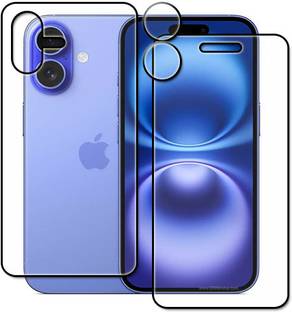 tombik Front and Back Tempered Glass for 46zd-Apple iPhone 16 Plus-fb,lens