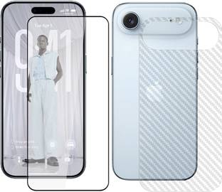 SOMTONE Front and Back Tempered Glass for Apple iPhone Air 5G Tempered Glass Screen Protector | Anti-Scratch | Edge to Edge Full Coverage | 9H Hardness ( 1 FRONT TEMPERED GLASS PROTECTOR + 1 CARBON FIBER BACK ) FX01