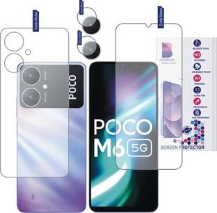 DESIBUZZ Front and Back Tempered Glass for POCO M6 5G, (Flexible), camera lens