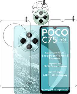 rottguard Front and Back Tempered Glass for Poco C75 5G with camera lens