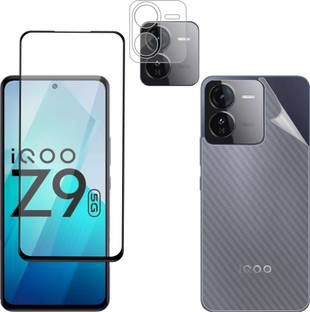 Vatsin Front and Back Tempered Glass for iQOO Z9 5G, iQOO Z9 5G [Back Carbon Fiber] [Rear Camera Lens Guard]