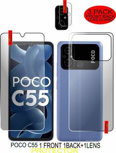 ICROMECK Front and Back Tempered Glass for POCO C55