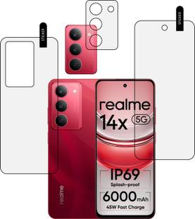 MOBKAVACH Front and Back Tempered Glass for Realme 14x 5G WITH CAMERA LENS PROTECTOR