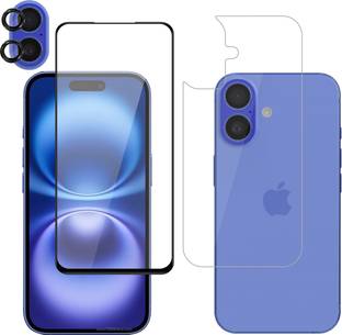 Vatsin Front and Back Tempered Glass for Apple iPhone 16, Apple iPhone 16 [With Rear Camera Lens Guard]