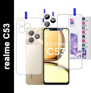 DESIBUZZ Front and Back Tempered Glass for realme C53, {Flexible}, Camera Lens