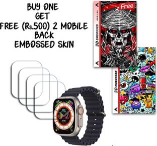 SOMTONE Screen Guard for T800 Ultra Seris 8 SmartWatch 49mm WITH FREE 500 RUPEES 2 3D EMBOSSED SKIN FOR MOBILE BACK S124