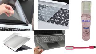 ANJO Combo 14 inch Laptop Screen Guard, Keyguard, Laptop Skin, Gadget Cleaner & LED Combo Set