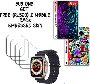 ARBAN Screen Guard for T800 Ultra Seris 8 SmartWatch 49mm WITH FREE 500 RUPEES 2 3D EMBOSSED SKIN FOR MOBILE BACK S002