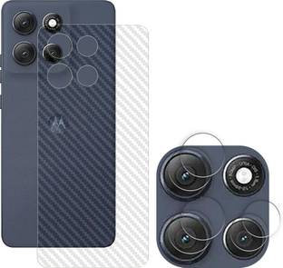 SOMTONE Screen Guard for Motorola Moto G86 Power 5G Camera Lens Glass Protector | Anti-Scratch | Edge to Edge Full Coverage ( BACK CARBON FIBER SKIN + CAMERA LENS PROTECTOR )