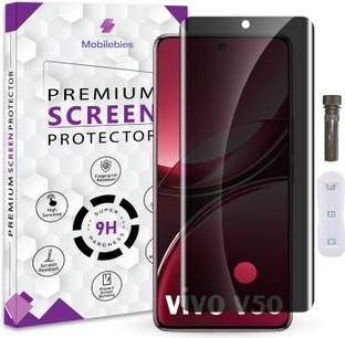 Qoisa Tempered Glass Guard for Vivo V50 UV Privacy Curved Screen Protector Guard with Easy Installation Kit