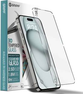 Gripp Tempered Glass Guard for Apple iPhone 15 Plus (6.7 inch) 3D Edge to Edge Full Screen Coverage & 9H Hardness Screen Protector