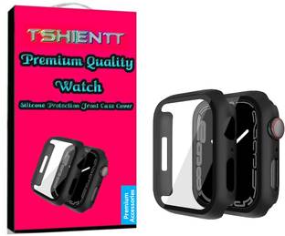 TSHIENTT Tempered Glass Guard for for Apple Watch Series 7 41mm Case with Tempered Glass, Slim Guard Bumper Full Coverage Hard PC Cover