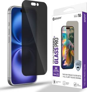 Gripp Tempered Glass Guard for Apple iPhone 16 (6.1"), Privacy Full Screen Coverage & 9H Hardness Screen Protector