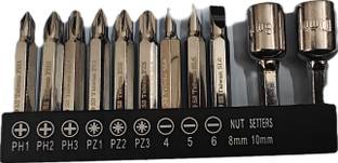 h9 11-Pcs Screwdriver Bit Set with Nut Setter PH1, PH2, PH3, PZ1, PZ2, PZ3 H9 11-Pieces Screwdriver Bit Set with Nut Setter Screwdriver Bit Set