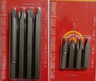 High Q 4PCS LONG + 4PCS SHORT IMPACT DRIVER BIT SET 8PCS IMPACT DRIVER BIT SET OF SAME SIZES LONG & SHORT Screwdriver Bit Set