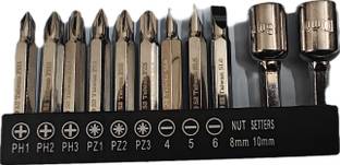 h9 11-Pcs Screwdriver Bit Set with Nut Setter PH1, PH2, PH3, PZ1, PZ2, PZ3 Nut Setter Set with Strong Magnetic Screwdriver Bit Set