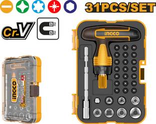 INGCO 31 Pcs T Handle Wrench Screwdriver Set, Combination Screwdriver Set