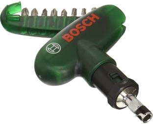 BOSCH Ratchet Pocket Screw Driver with 9 Screwdriver Bits Ratchet Screwdriver Set